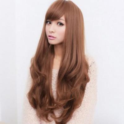 气质女生假发 长发 斜刘海仿真发